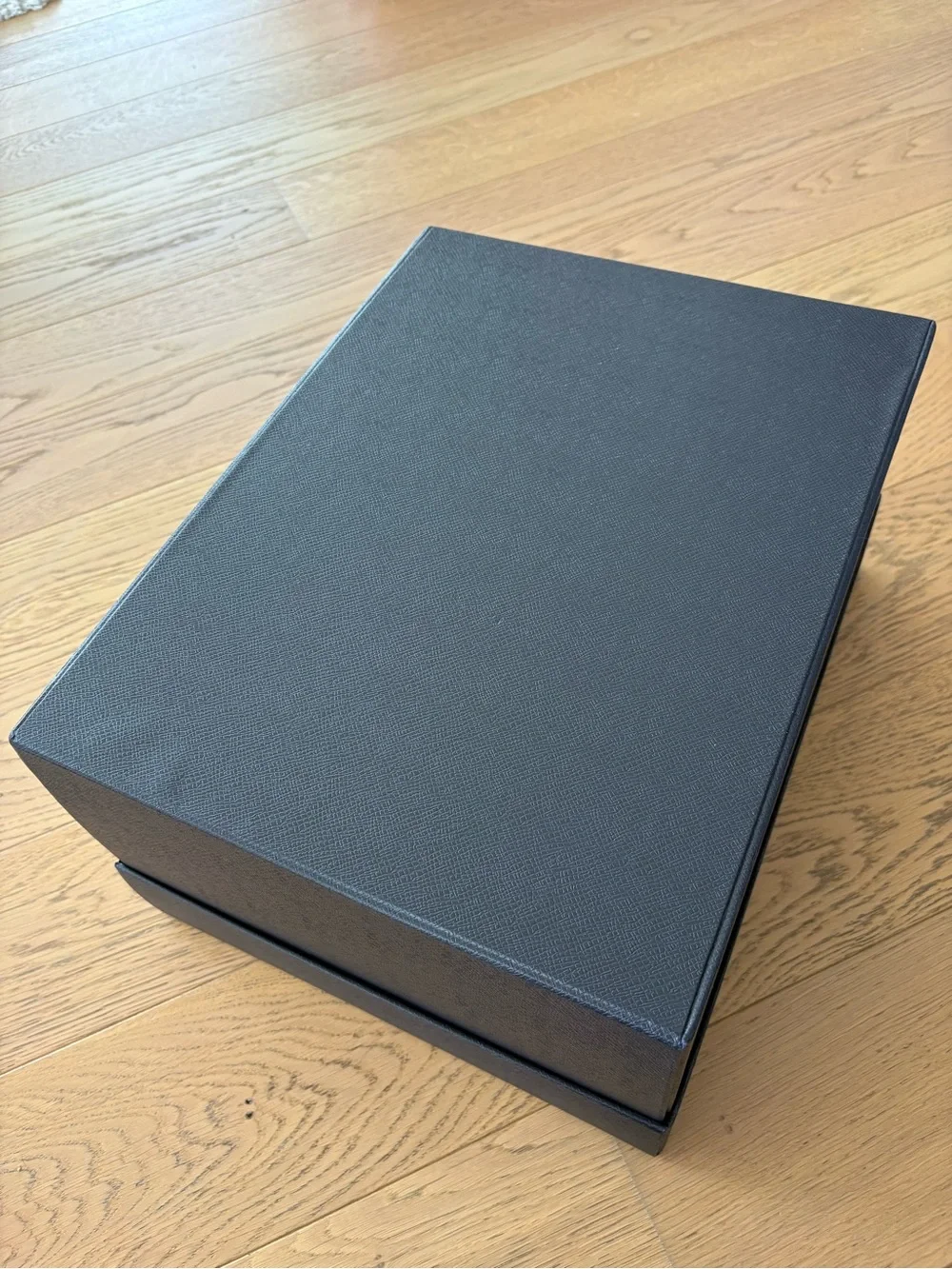 Prada Navy Blue Textured Large Gift Logo Box with Ribbon